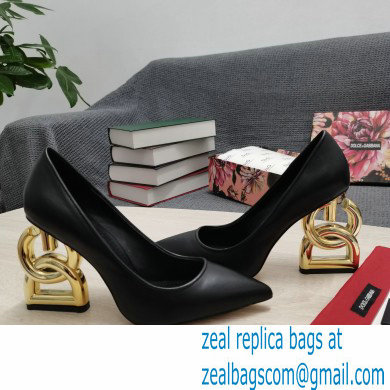Dolce  &  Gabbana Heel 10.5cm Leather Pumps Black with DG Pop Heel 2021